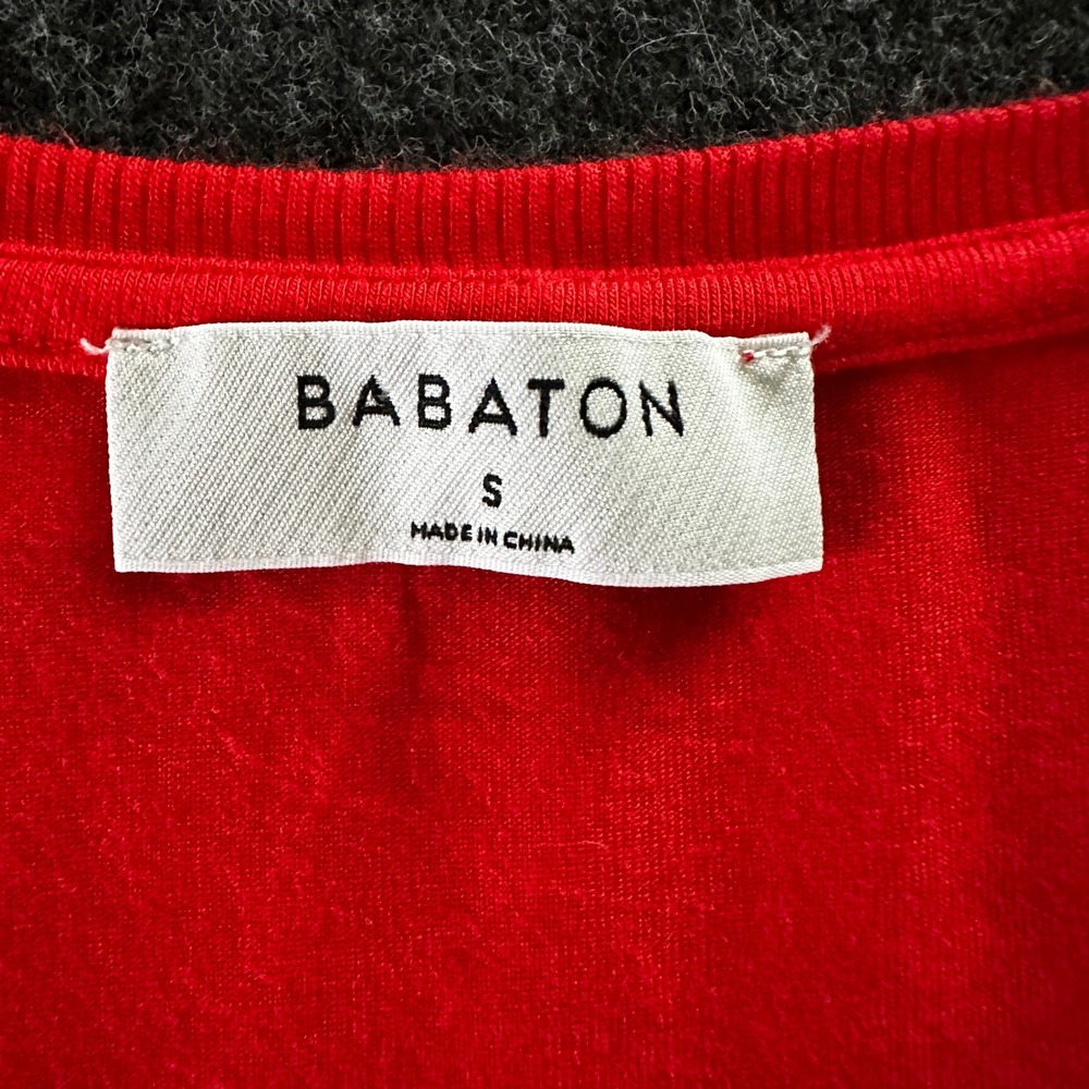 Babaton Red Scoop Neck Tank Top Rayon Spandex Stretch Curved Hem Small - Picture 3 of 7